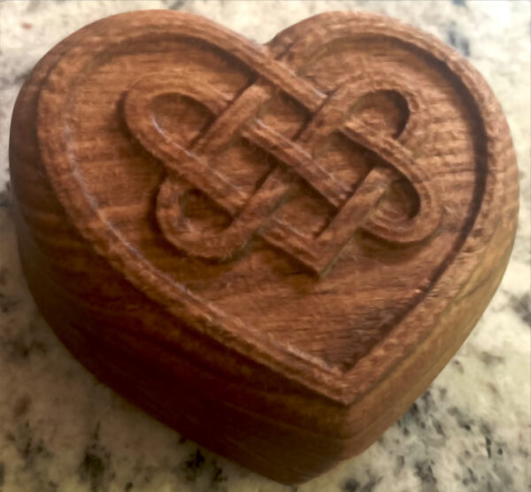 Heart-shaped wooden box